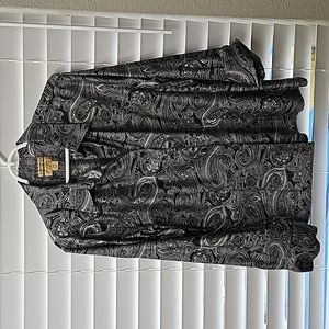 Black Paisley Button-Front Blouse